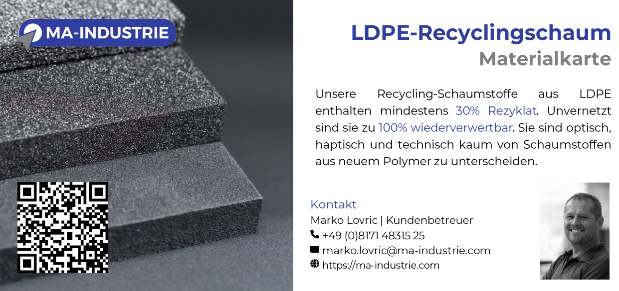 Materialkarte für LDPE Schaumstoffe